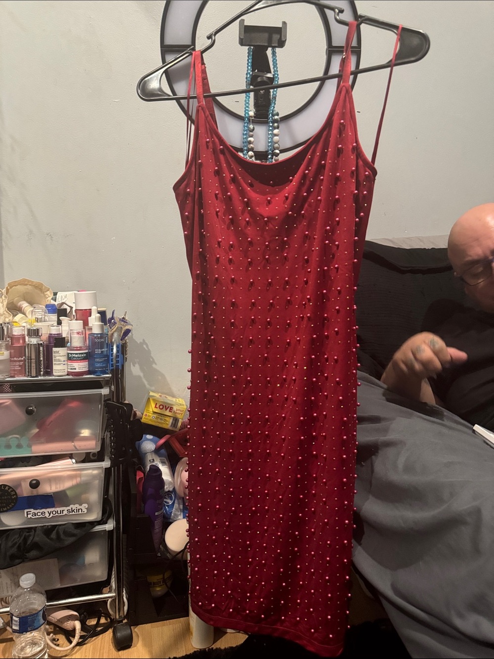 Haute Monde Red Beaded Mini Dress with attached slip - Great condition ❣️❣️❣️